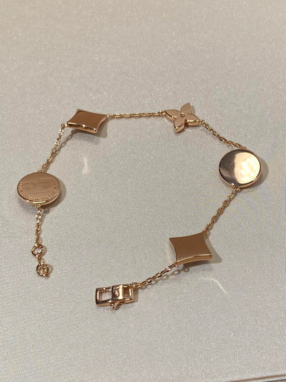 [Saipan]STAR AND SUN 5 MOTIF MOP ROSE GOLD BRACELET