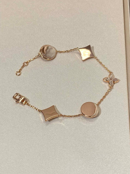 [Saipan]STAR AND SUN 5 MOTIF MOP ROSE GOLD BRACELET