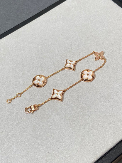 [Saipan]STAR AND SUN 5 MOTIF MOP ROSE GOLD BRACELET