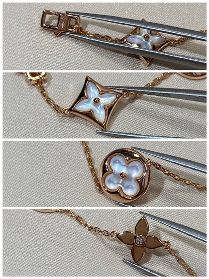 [Saipan]STAR AND SUN 5 MOTIF MOP ROSE GOLD BRACELET