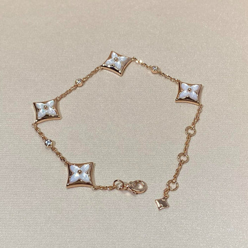 [Saipan]STAR 4 MOTIF MOP DIAMOND ROSE GOLD BRACELET