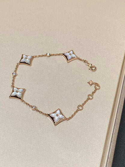 [Saipan]STAR 4 MOTIF MOP DIAMOND ROSE GOLD BRACELET