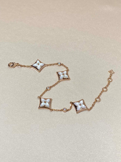 [Saipan]STAR 4 MOTIF MOP DIAMOND ROSE GOLD BRACELET
