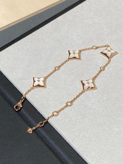 [Saipan]STAR 4 MOTIF MOP DIAMOND ROSE GOLD BRACELET