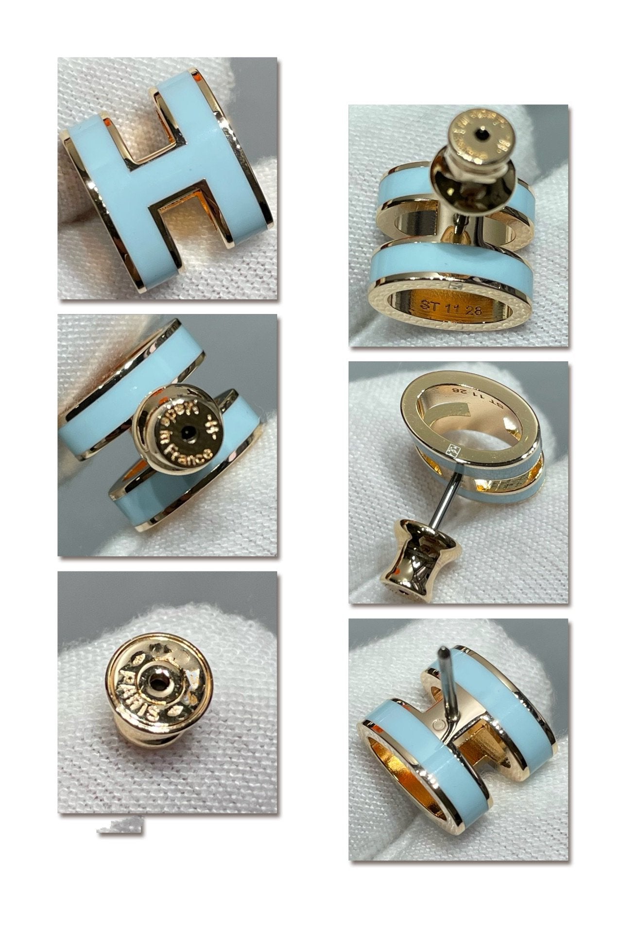 [Saipan]POP H SKY BLUE STUD EARRINGS