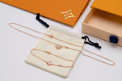[Saipan]STAR PINK MOP 1 DIAMOND ROSE GOLD NECKLACE