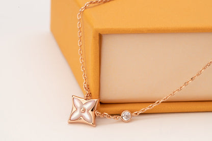 [Saipan]STAR PINK MOP 1 DIAMOND ROSE GOLD NECKLACE