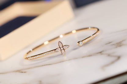 [Saipan]IDYLLE GOLD OPEN BRACELET DIAMOND PAVED