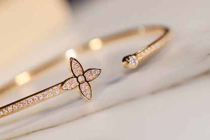 [Saipan]IDYLLE GOLD OPEN BRACELET DIAMOND PAVED