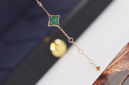 [Saipan]STAR AND SUN 4 MOTIF ROSE GOLD MALACHITE BRACELET