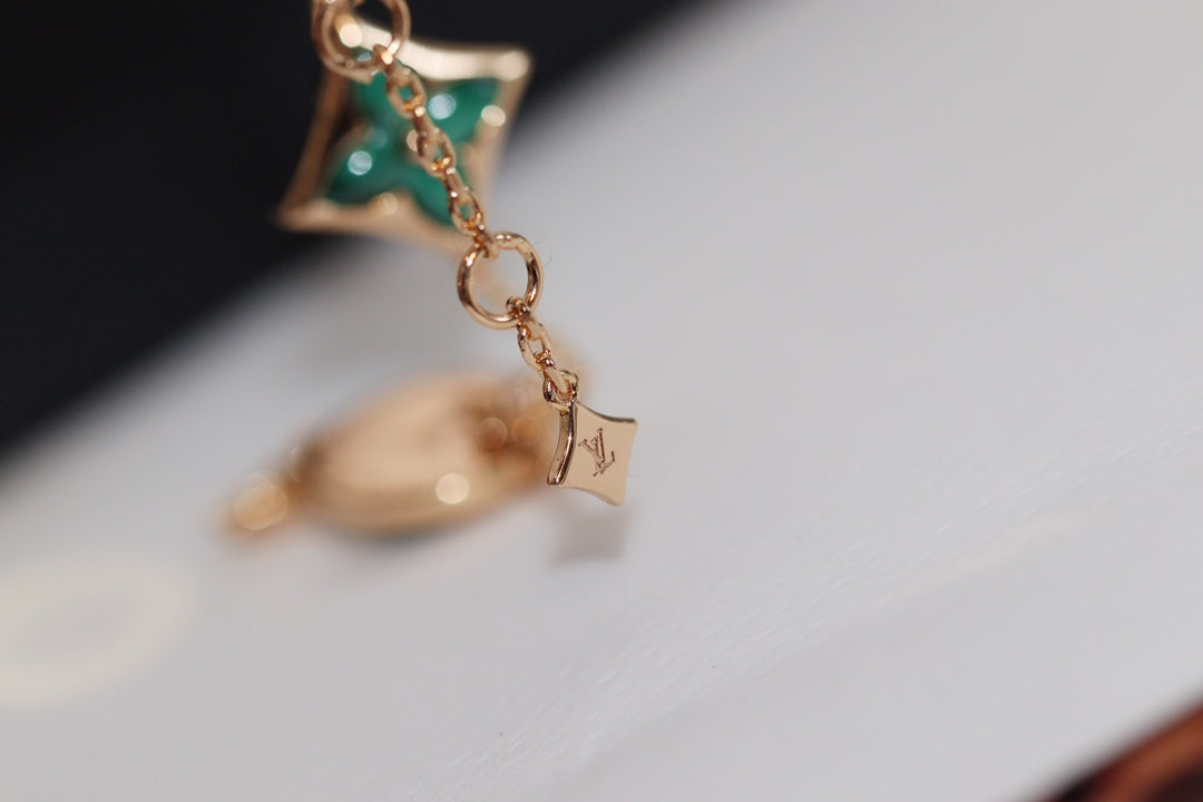 [Saipan]STAR AND SUN 4 MOTIF ROSE GOLD MALACHITE BRACELET