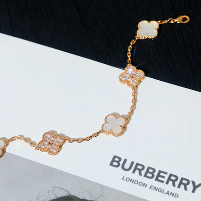 [Saipan]LUCKY CLOVER 5-MOTIF BRACELET - WHITE MOTHER-OF-PEARL COLLECTION