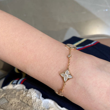 [Saipan]STAR AND SUN 4 MOTIF WHITE MOP ROSE GOLD BRACELET