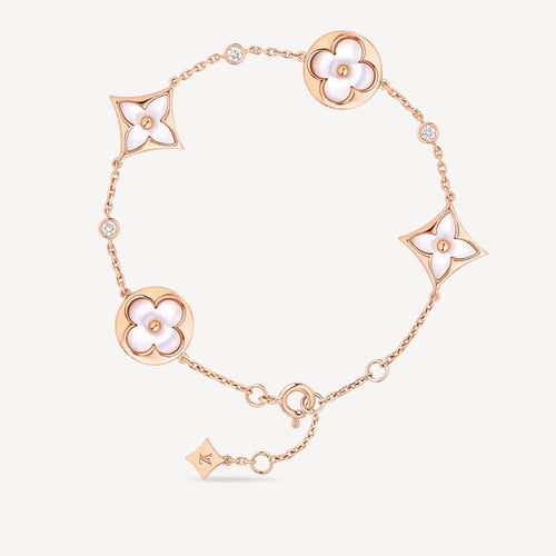 [Saipan]STAR AND SUN 4 MOTIF WHITE MOP ROSE GOLD BRACELET