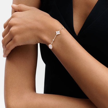 [Saipan]STAR AND SUN 4 MOTIF WHITE MOP ROSE GOLD BRACELET