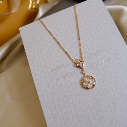 [Saipan]STAR AND SUN WHITE MOP 2 MOTIF ROSE GOLD NECKLACE