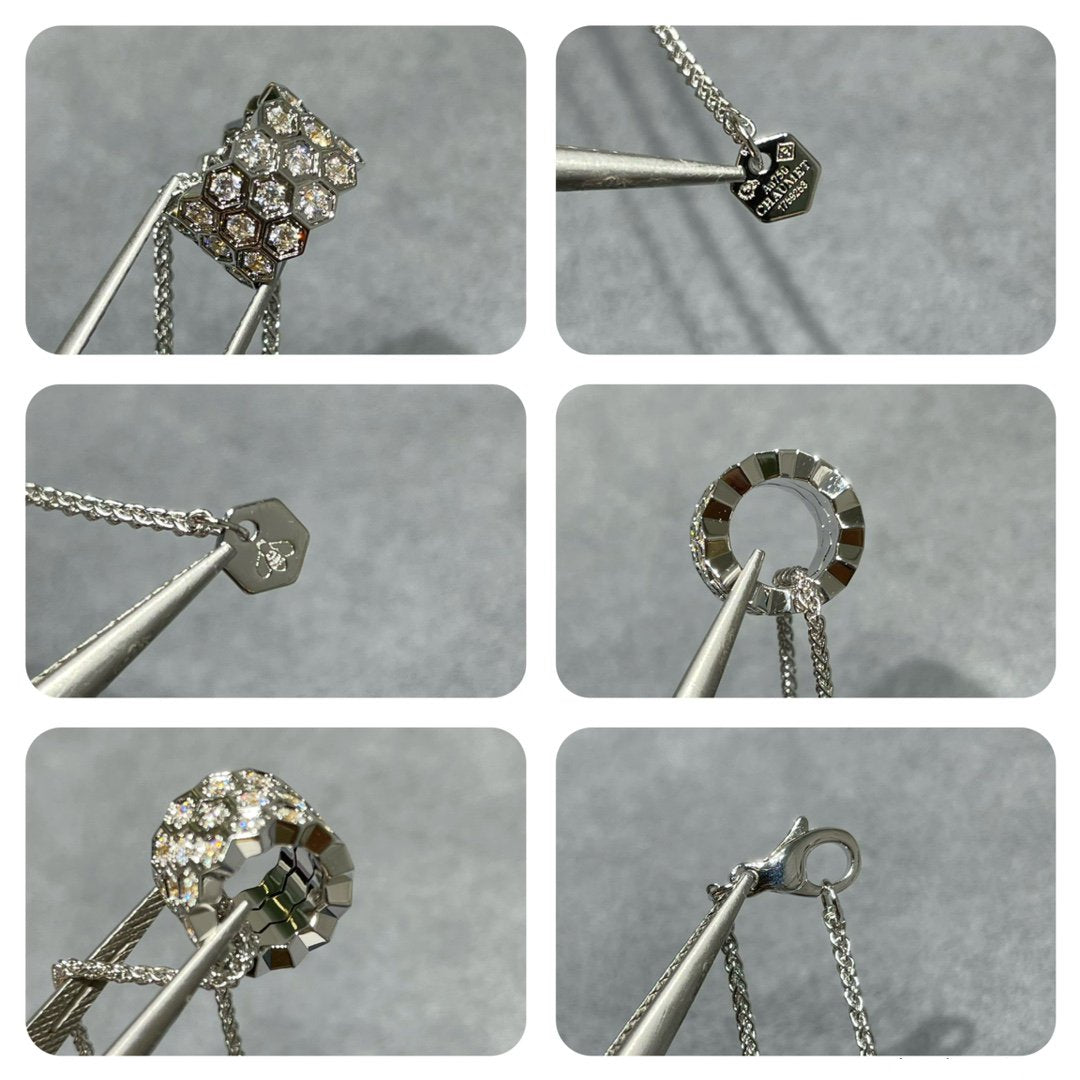 [Saipan]BEE LOVE DIAMOND PAVED 3 ROW NECKLACE