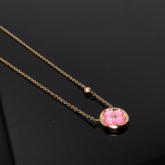 [Saipan]COLOR BLOSSOM PINK MOP SUN GOLD NECKLACE