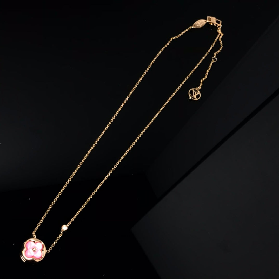 [Saipan]COLOR BLOSSOM PINK MOP SUN GOLD NECKLACE