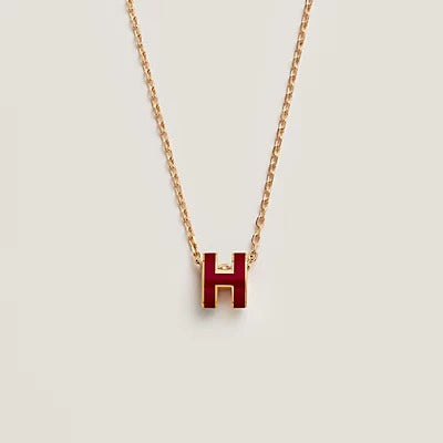[Saipan]HM CLIC RED ENAMEL GOLD NECKLACE