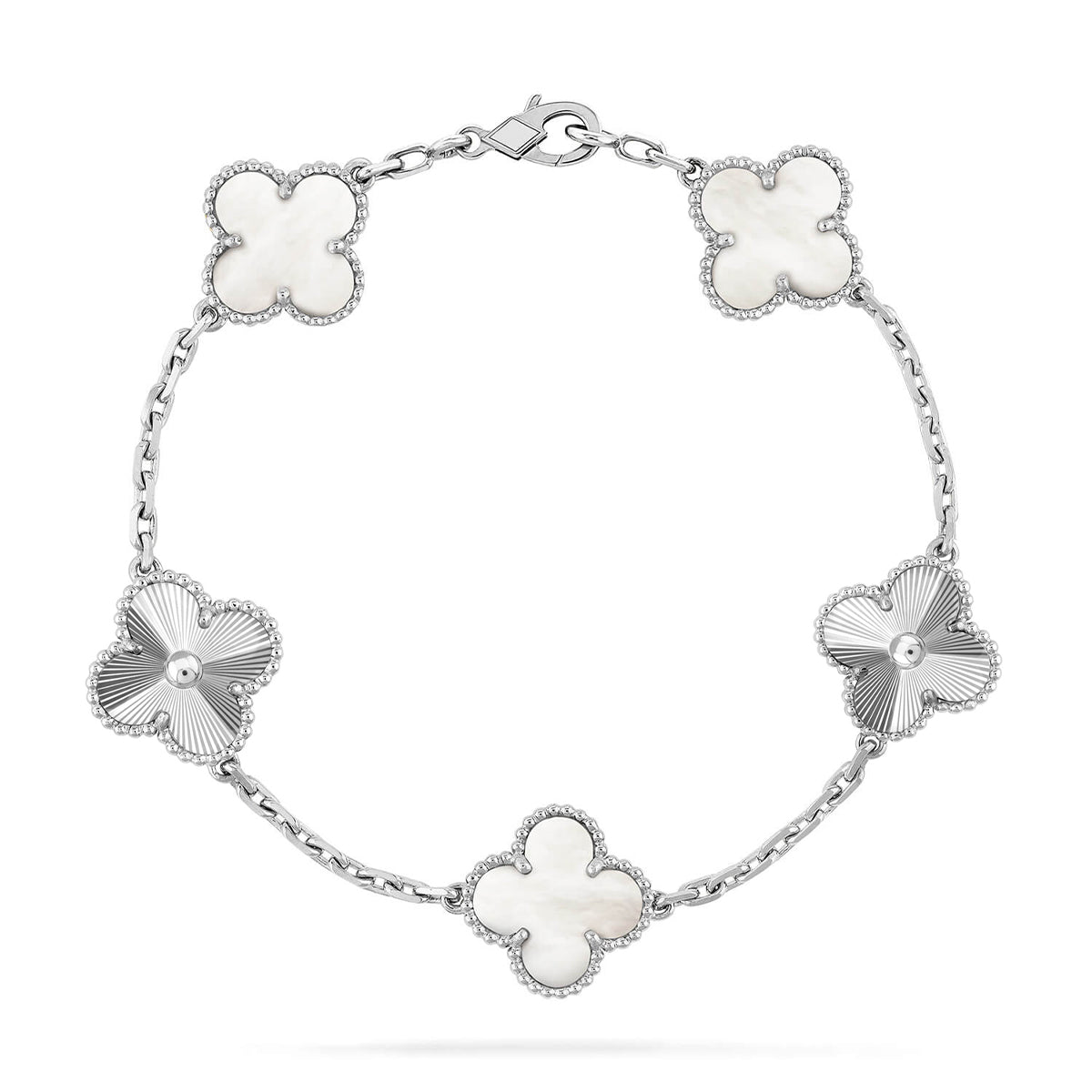 [Saipan]LUCKY CLOVER 5-MOTIF BRACELET - WHITE MOTHER-OF-PEARL COLLECTION