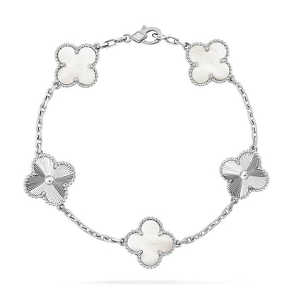 [Saipan]LUCKY CLOVER 5-MOTIF BRACELET - WHITE MOTHER-OF-PEARL COLLECTION