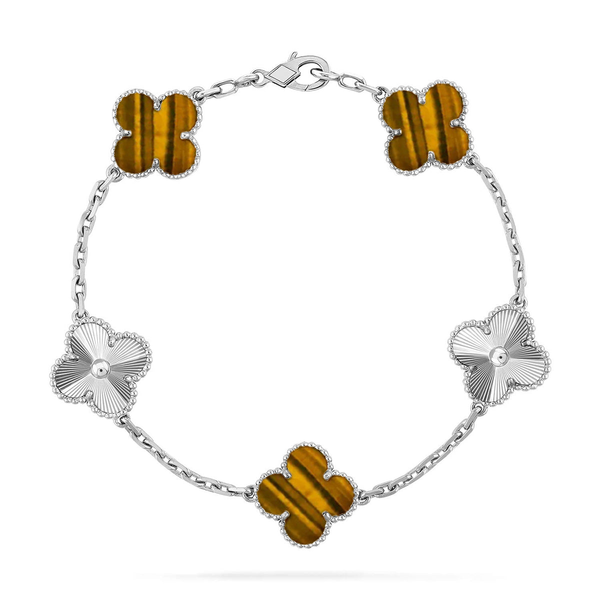 [Saipan]LUCKY CLOVER 5-MOTIF BRACELET -  TIGER’S EYE COLLECTION