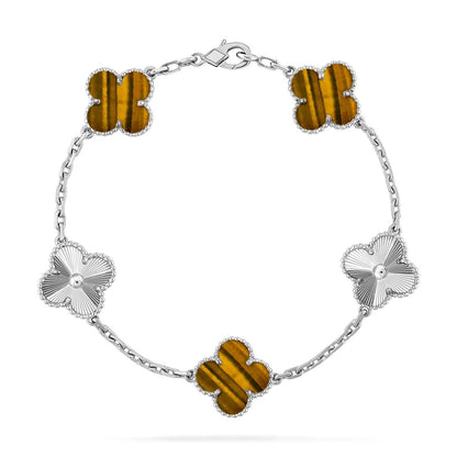 [Saipan]LUCKY CLOVER 5-MOTIF BRACELET -  TIGER’S EYE COLLECTION