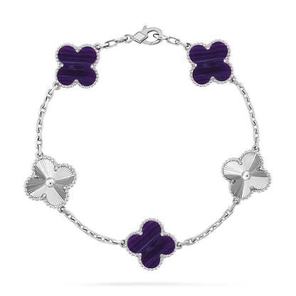 [Saipan]LUCKY CLOVER 5-MOTIF BRACELET - CHAROITE COLLECTION