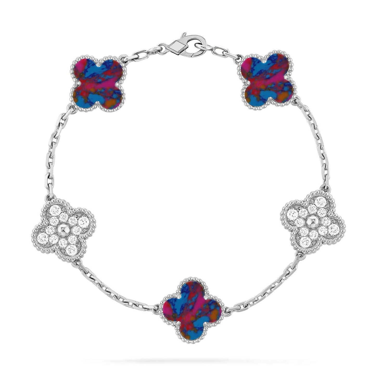 [Saipan]LUCKY CLOVER 5-MOTIF BRACELET - MULTI-GEM COLLECTION