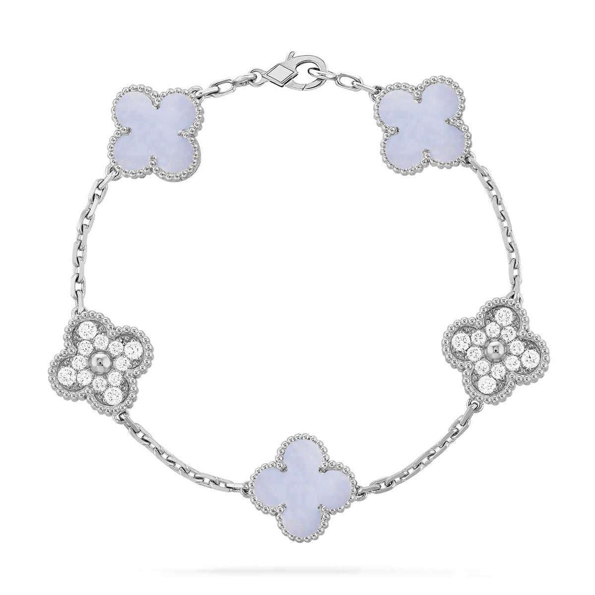 [Saipan]LUCKY CLOVER 5-MOTIF BRACELET - PURPLE CHALCEDONY COLLECTION