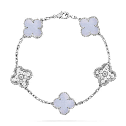 [Saipan]LUCKY CLOVER 5-MOTIF BRACELET - PURPLE CHALCEDONY COLLECTION