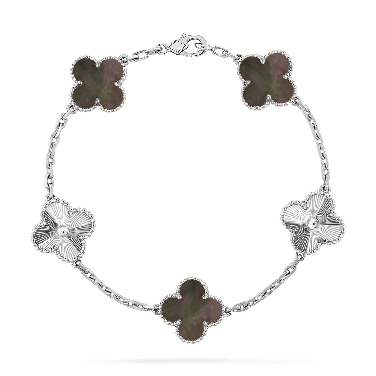 [Saipan]LUCKY CLOVER 5-MOTIF BRACELET - GREY MOTHER-OF-PEARL COLLECTION
