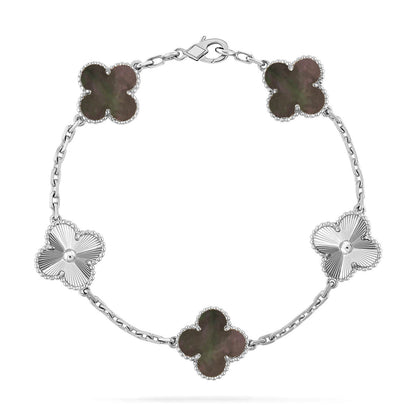 [Saipan]LUCKY CLOVER 5-MOTIF BRACELET - GREY MOTHER-OF-PEARL COLLECTION