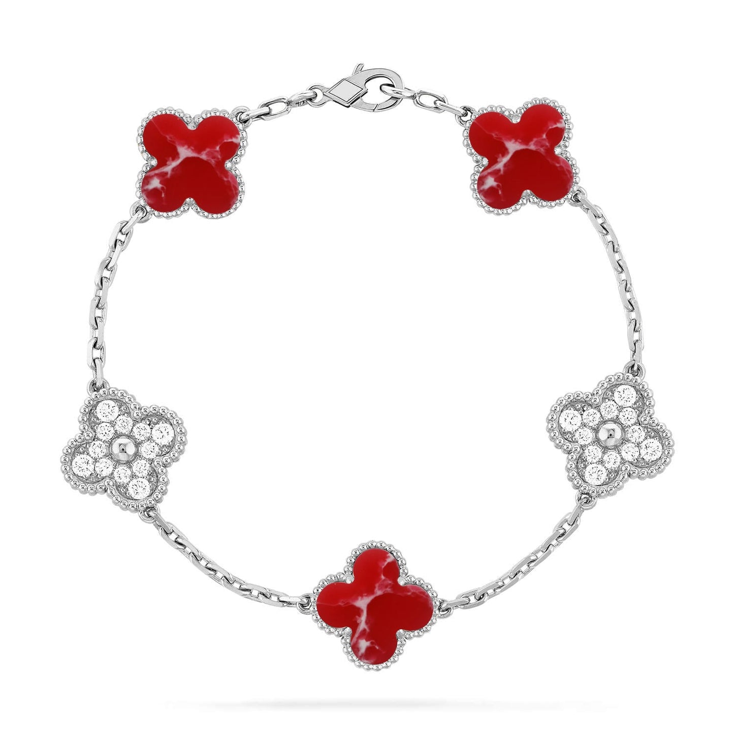 [Saipan]LUCKY CLOVER 5-MOTIF BRACELET - RED LARIMAR COLLECTION