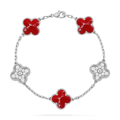 [Saipan]LUCKY CLOVER 5-MOTIF BRACELET - RED LARIMAR COLLECTION