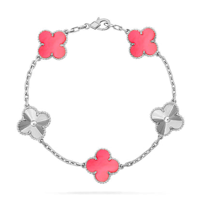 [Saipan]LUCKY CLOVER 5-MOTIF BRACELET - PINK MOTHER-OF-PEARL COLLECTION