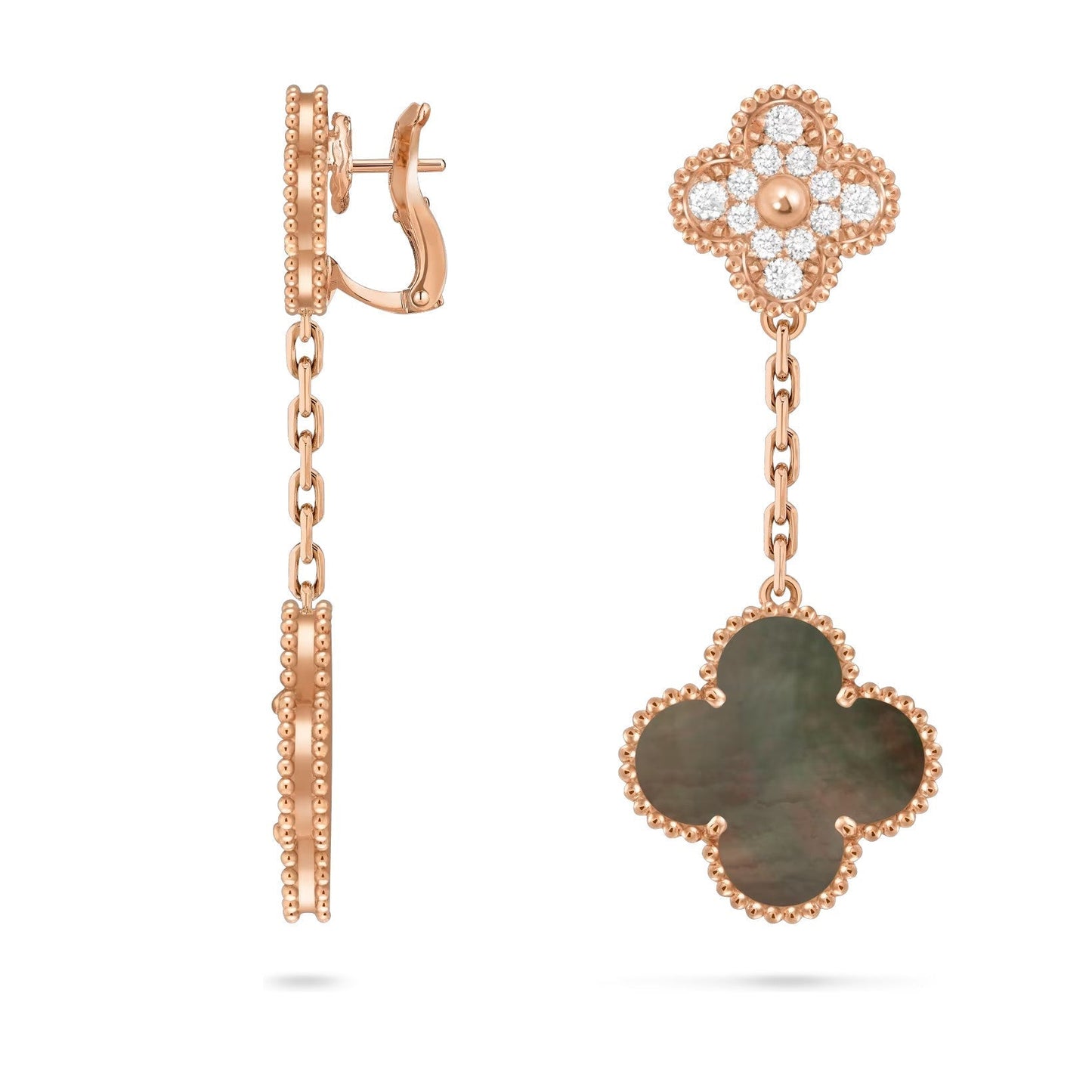 [Saipan]CLOVER DUAL-MOTIF STATEMENT STUD EARRINGS - DOUBLE-CHARM COLLECTION