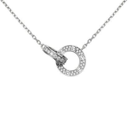 [Saipan]LOVE DOUBLE-RING PENDANT FULL-PAVÉ NECKLACE