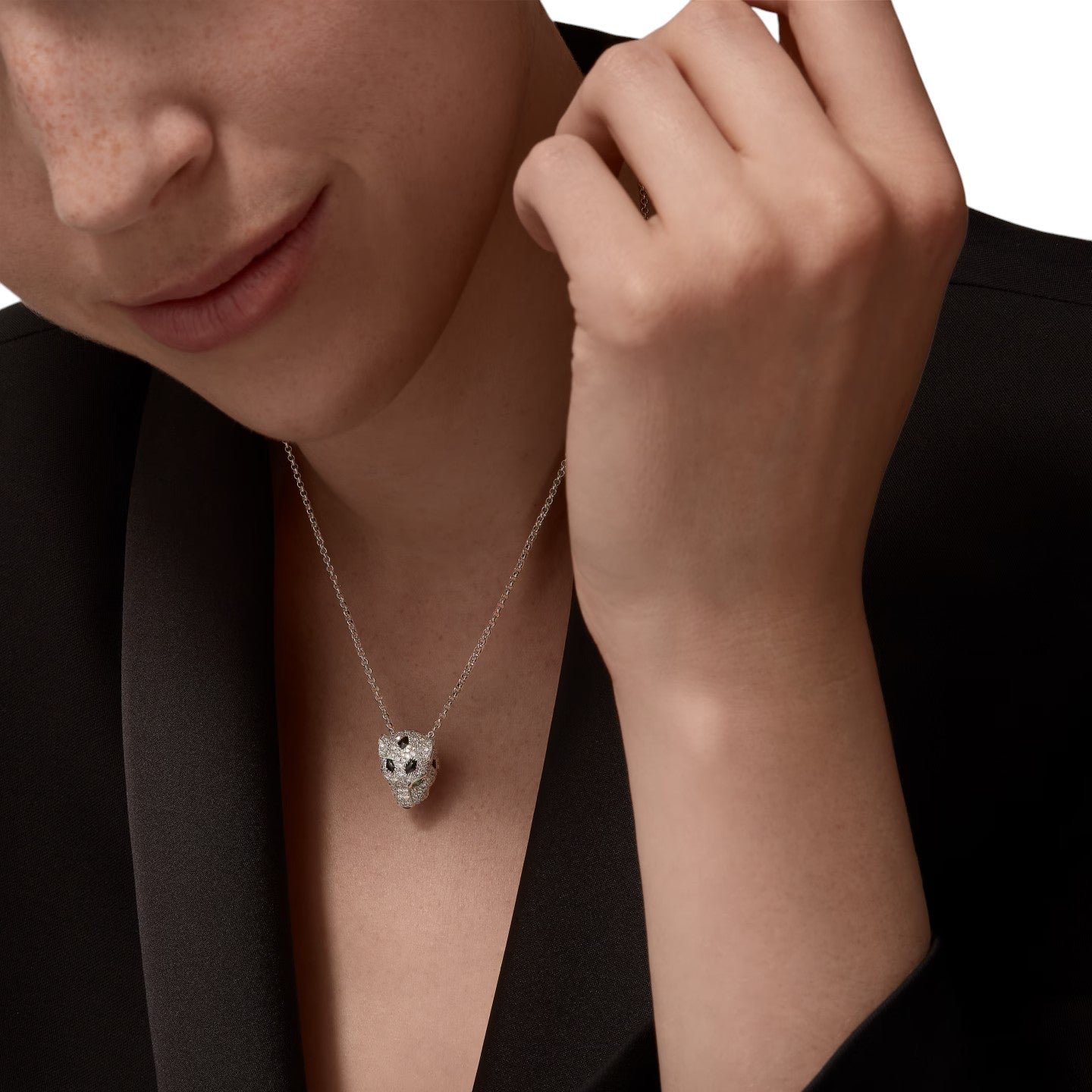 [Saipan]LEOPARD HEAD FULL PAVÉ DIAMOND PENDANT NECKLACE