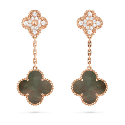 [Saipan]CLOVER DUAL-MOTIF STATEMENT STUD EARRINGS - DOUBLE-CHARM COLLECTION