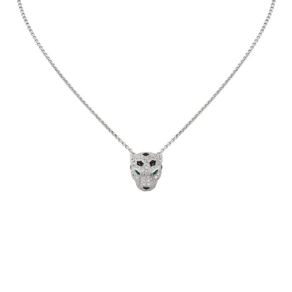 [Saipan]LEOPARD HEAD FULL PAVÉ DIAMOND PENDANT NECKLACE