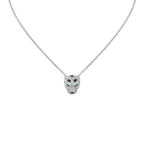 [Saipan]LEOPARD HEAD FULL PAVÉ DIAMOND PENDANT NECKLACE