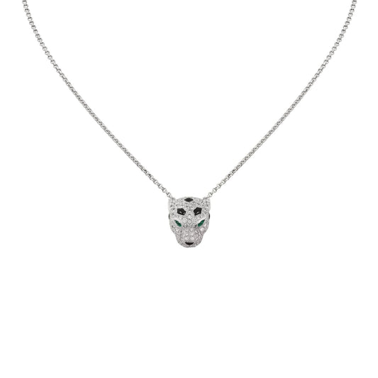 [Saipan]LEOPARD HEAD FULL PAVÉ DIAMOND PENDANT NECKLACE