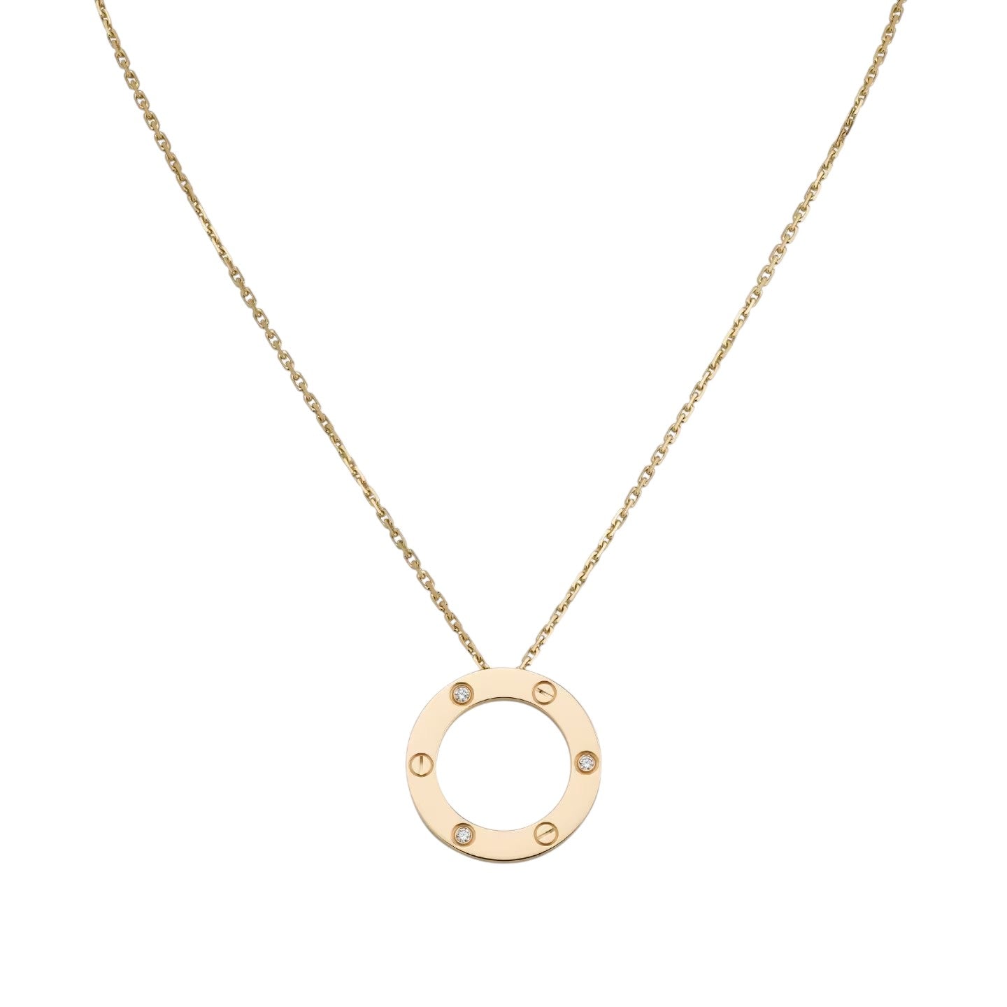 [Saipan]LOVE LARGE CIRCULAR PENDANT 3-DIAMOND NECKLACE