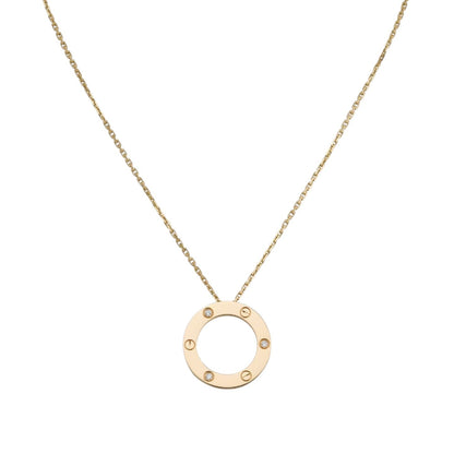 [Saipan]LOVE LARGE CIRCULAR PENDANT 3-DIAMOND NECKLACE