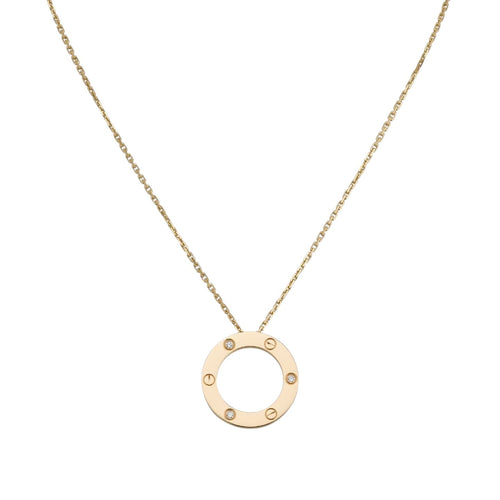 [Saipan]LOVE LARGE CIRCULAR PENDANT 3-DIAMOND NECKLACE
