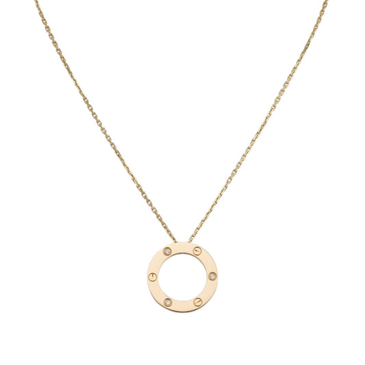 [Saipan]LOVE LARGE CIRCULAR PENDANT 3-DIAMOND NECKLACE