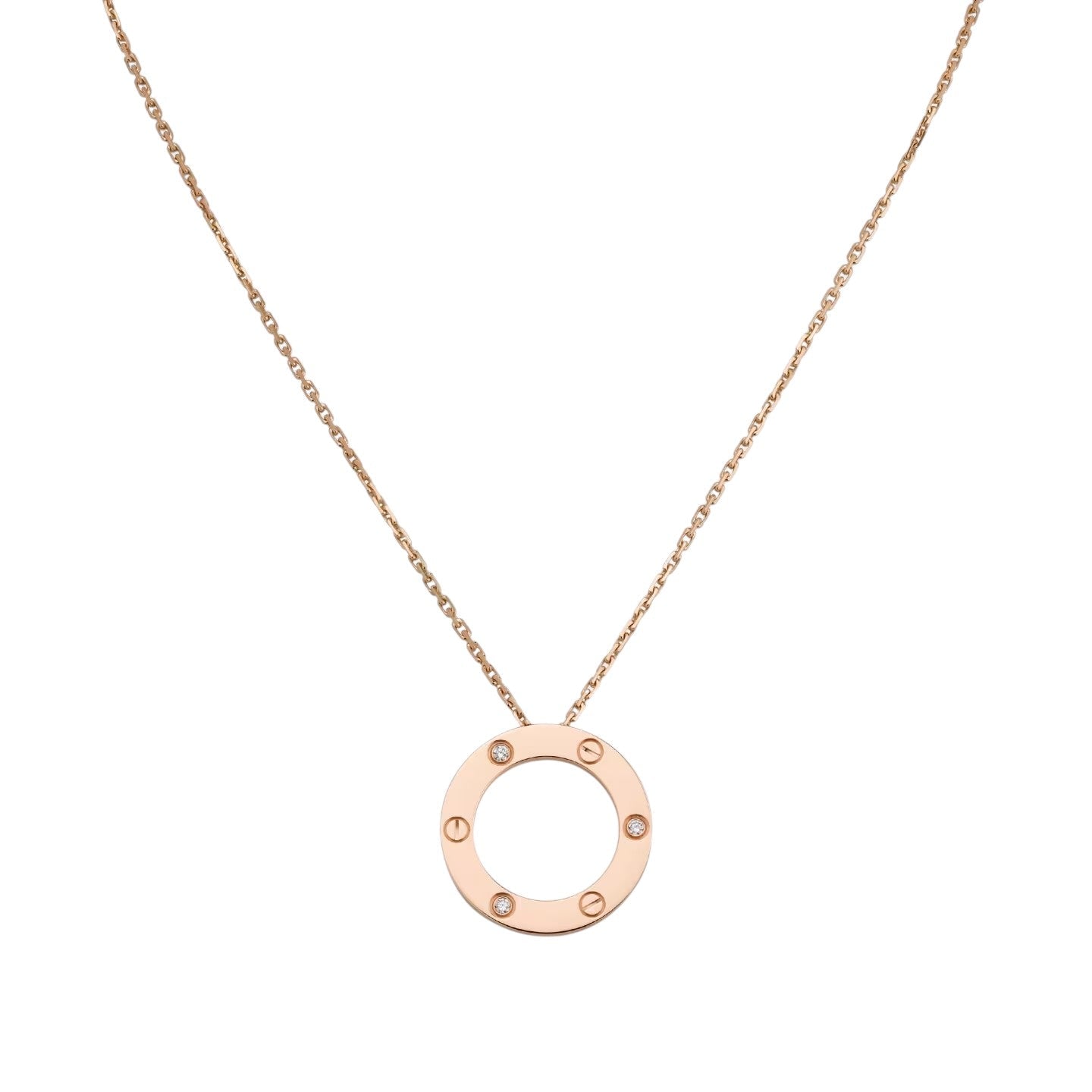 [Saipan]LOVE LARGE CIRCULAR PENDANT 3-DIAMOND NECKLACE