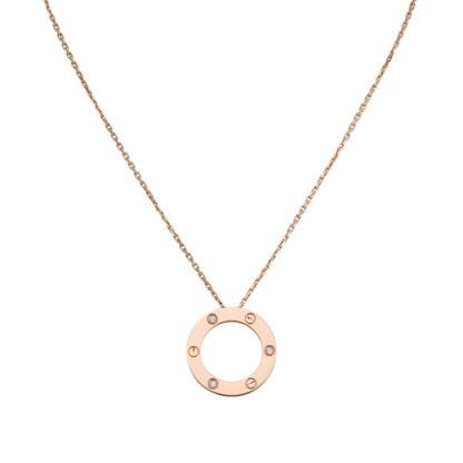 [Saipan]LOVE LARGE CIRCULAR PENDANT 3-DIAMOND NECKLACE